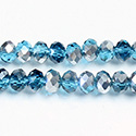 Chinese Cut Crystal Bead - Rondelle 04x6MM AQUA/ HALF SILVER COAT