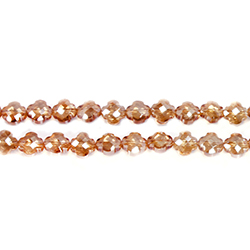 Chinese Cut Crystal Bead 4 LEAF CLOVER Side Drilled - 08MM AMBER LUMI coated