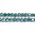Chinese Cut Crystal Bead - Hexagon 07x5.5MM DARK GREEN LUMI Coated