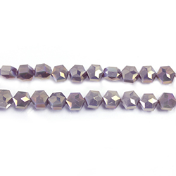 Chinese Cut Crystal Bead - Hexagon 07x5.5MM PURPLE LUMI Coated