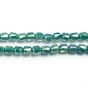 Chinese Cut Crystal Bead - Cylinder 05MM MEDIUM GREEN LUMI Coated