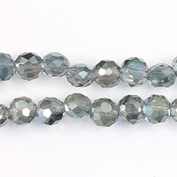 Chinese Cut Crystal Bead Side Drilled Coin - Round 06MM CRYSTAL 1/2 GREEN