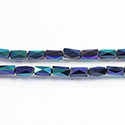 Chinese Cut Crystal Bead - Rectangle with 4 sides 08x4x4 FULL METALLIC IRIS PURPLE GREEN