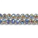 Chinese Cut Crystal Bead - Round with Sprial facets 08MM CRYSTAL HALF COAT ROOT BEER IRIS