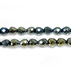 Chinese Cut Crystal Bead - PEAR 06MM AURUM GREEN FULL COAT