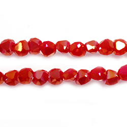 Chinese Cut Crystal Bead - Heart 06MM RED LUMI COAT