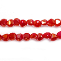 Chinese Cut Crystal Bead - Heart 06MM RED LUMI COAT