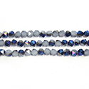 Chinese Cut Crystal Bead - Fancy 04MM ALABASTER 1/2 BLUE METAL Coated