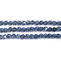 Chinese Cut Crystal Bead - Fancy 04MM CRYSTAL 1/2 BLUE METALLIC Coated