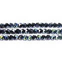 Chinese Cut Crystal Bead - Fancy 04MM JET 1/2 SAHARA Coated