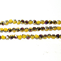 Chinese Cut Crystal Bead - Fancy 04MM MUSTARD 1/2 RAINBOW Coated