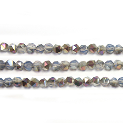 Chinese Cut Crystal Bead - Fancy 04MM OPAL BLUE 1/2 RAINBOW Coated