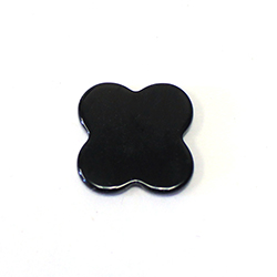 Gemstone Flat Back Flat Top Straight Side Stone - 4-Leaf Clover 16mm - BLACK ONYX