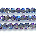 Chinese Cut Crystal Bead 32 Facet - Round 06MM CRYSTAL with HALF BLUE IRIS Effect