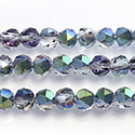 Chinese Cut Crystal Bead 32 Facet - Round 06MM CRYSTAL with HALF GREEN IRIS Effect