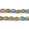 Chinese Cut Crystal Bead - Oval 07x5MM MATTE CITRINE 1/2 GREEN