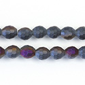 Chinese Cut Crystal Bead - Oval 07x5MM MATTE JET 1/2 PURPLE