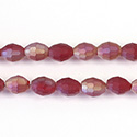 Chinese Cut Crystal Bead - Oval 07x5MM MATTE RUBY 1/2 LUMI