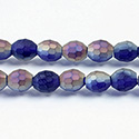 Chinese Cut Crystal Bead - Oval 07x5MM MATTE SAPPHIRE 1/2 LUMI