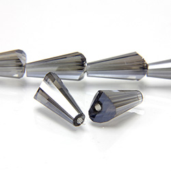 Chinese Cut Crystal Bead - Fancy Cone 12x8MM GREY LUMI COAT