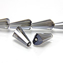Chinese Cut Crystal Bead - Fancy Cone 12x8MM GREY LUMI COAT