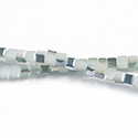 Chinese Cut Crystal Bead 30 Facet - Cube 02.5x2.5MM ALABASTER 1/2 GREEN Coated