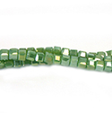 Chinese Cut Crystal Bead 30 Facet - Cube 02.5x2.5MM APPLE GREEN 1/2 LUMI