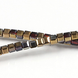 Chinese Cut Crystal Bead 30 Facet - Cube 02.5x2.5MM CRYSTAL 1/2 RUBY
