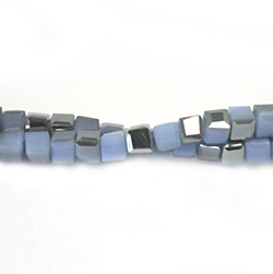 Chinese Cut Crystal Bead 30 Facet - Cube 02.5x2.5MM OPAL BLUE 1/2 LUMI
