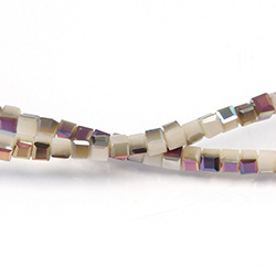Chinese Cut Crystal Bead 30 Facet - Cube 02.5x2.5MM LT BROWN 1/2 PURPLE Coated