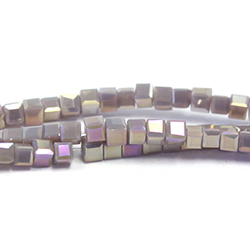 Chinese Cut Crystal Bead 30 Facet - Cube 02.5x2.5MM LT PURPLE 1/2 LUMI Coated