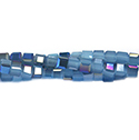 Chinese Cut Crystal Bead 30 Facet - Cube 02.5x2.5MM OPAL AQUA 1/2 BLUE METALLIC