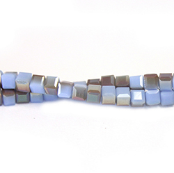 Chinese Cut Crystal Bead 30 Facet - Cube 02.5x2.5MM OPAL BLUE 1/2 LUMI