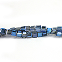 Chinese Cut Crystal Bead 30 Facet - Cube 03.5x3.5MM CRYSTAL 1/2 METALLIC BLUE Coat