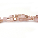 Chinese Cut Crystal Bead 30 Facet - Cube 03.5x3.5MM OPAL ROSE 1/2 LUMI