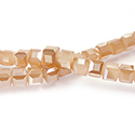 Chinese Cut Crystal Bead 30 Facet - Cube 04.5x4.5MM OPAL PEACH LUSTER Coated