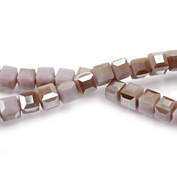 Chinese Cut Crystal Bead 30 Facet - Cube 04.5x4.5MM PURPLE OPAQUE WITH HALF LUMI Coating