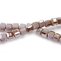 Chinese Cut Crystal Bead 30 Facet - Cube 04.5x4.5MM PURPLE OPAQUE WITH HALF LUMI Coating