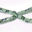 Chinese Cut Crystal Bead 30 Facet - Cube 04x4MM OPAL GREEN 1/2 GREEN METALLIC