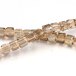 Chinese Cut Crystal Bead 30 Facet - Cube 04x4MM ROSE GOLD