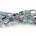 Chinese Cut Crystal Bead 30 Facet - Cube 06x6MM 1/2 IRIS GREEN