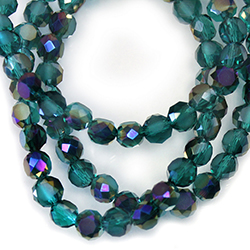 Chinese Cut Crystal Bead Disc Side Drilled - Round 03x6MM EMERALD HALF METALLIC PURPLE Coated with Frosted Table