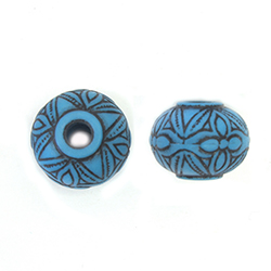 Plastic Bead Engraved Morrocan - 16x12MM ANTIQUE TURQUOISE