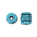 Plastic Bead Engraved Athenian - 13MM ANTIQUE TURQUOISE