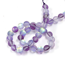 Mystic Sea Quartz Bead - Smooth Round 06MM MATTED SEA LAVENDER with AB Coating