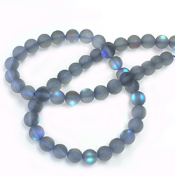 Mystic Sea Quartz Bead - Smooth Round 06MM MATTED SEA MIDNIGHT with AB Coating