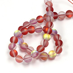 Mystic Sea Quartz Bead - Smooth Round 08MM MATTED SEA RUBY with AB Coating