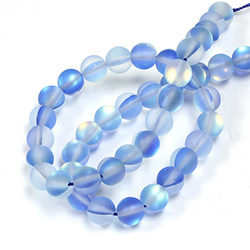 Mystic Sea Quartz Bead - Smooth Round 08MM MATTED SEA SAPPHIRE with AB Coating