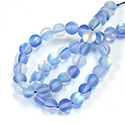 Mystic Sea Quartz Bead - Smooth Round 08MM MATTED SEA SAPPHIRE with AB Coating