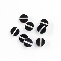 Gemstone Flat Back Flat Top Straight Side INLAY DESIGN - Single Stripe Round 07MM BLACK ONYX/MOP